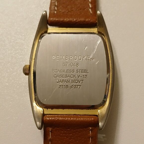 Vtg Pembrooke Date Indicator Rectangular Dial Quartz Watch Japan Movt 57-048 main image 10